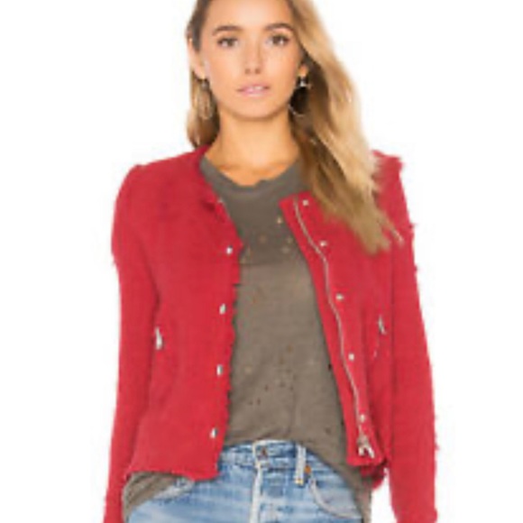 IRO red distressed tweed jacket - Picture 2 of 8